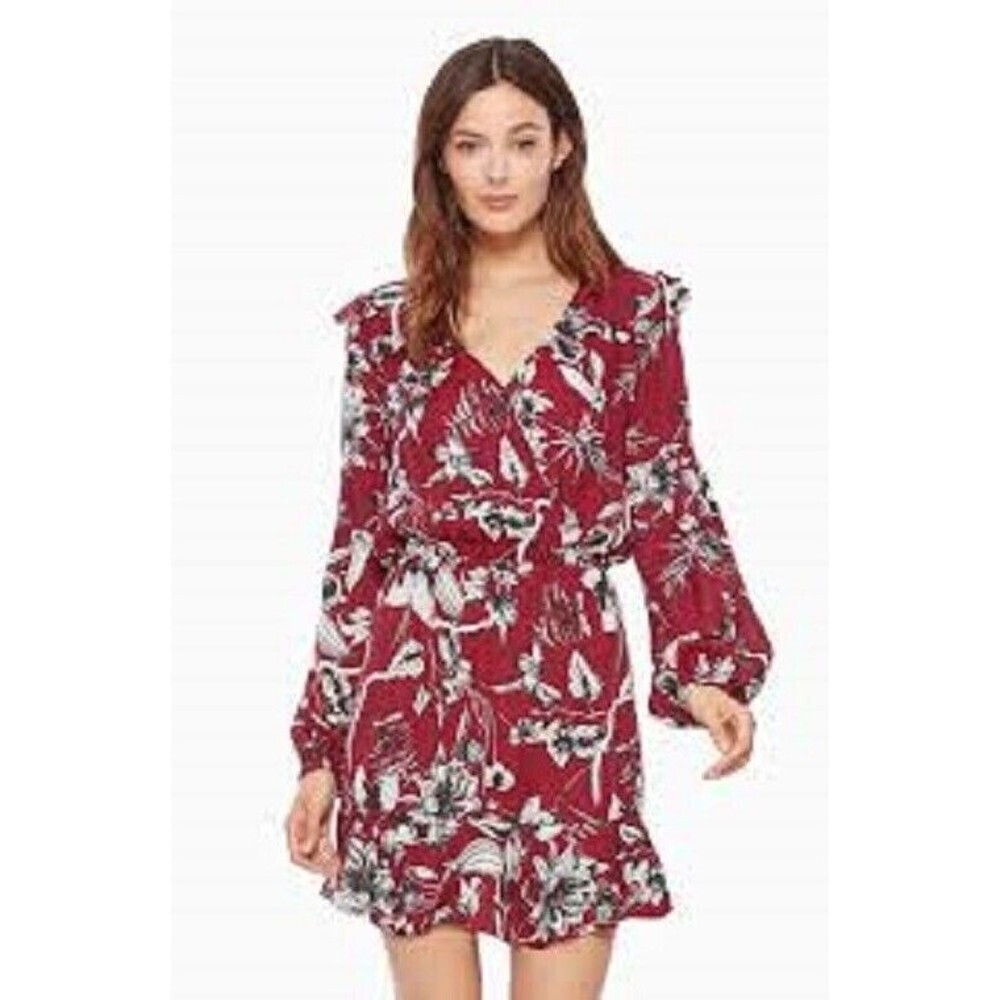 Parker Womens Long Sleeves V Neck Silk Multicolor Brita Dress Size XS